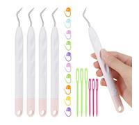 Coopay Knitting Loom Hook Set, 4Pcs Loom Hook for Knitting Looms and Knitting Boards, Loom Hooks with 10 Stitch Markers and 6 Plastic Large Eye Pins, Perfect for Beginner, Knitter and Crocheter