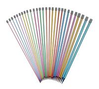Coopay Knitting Needles: 25cm UK Size, Short Lightweight Aluminium for Arthritis Hands, Funky Coloured Metal Sets, 14 Pairs 2.0-10mm