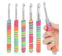 Coopay Large Crochet Hooks Set, Ergonomic Crochet Hook with Soft Handle Grip, Chunky Crochet Hooks Set for Arthritic Hands, Metal Crochet Needles for Beginners Sizes 6.5mm 7mm 8mm 9mm 10mm