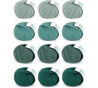 Coopay Merino Wool Yarn for Crochet & Knitting, 12x50g Crochet Wool Yarn - 98% Wool 2% Cotton - Crochet Merino Yarn for Beginners, Knitting Wool for Scarves, Blankets, Shawls, Hats, Green