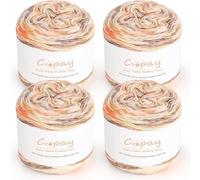 Coopay Ombre Cake Yarn for Crocheting, 4 Skeins Gradient Yarn Cake 100g -55% Cotton 34% Acrylic 11% Polyester- Soft Gradient Crochet Yarns for Knitting Colorful Blanket Scarves, Sunset Orange Gradient