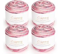 Coopay Ombre Cake Yarn for Crocheting, 4 Skeins Gradient Yarn Cake 100g -55% Cotton 34% Acrylic 11% Polyester- Soft Gradient Crochet Yarns for Knitting Colorful Blanket Scarves, Honey Pink Gradient