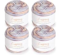 Coopay Ombre Cake Yarn for Crocheting, 4 Skeins Gradient Yarn Cake 100g -55% Cotton 34% Acrylic 11% Polyester- Soft Gradient Crochet Yarns for Knitting Colorful Blanket Scarves, Light Purple Gradient