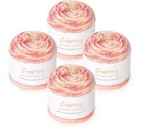 Coopay Ombre Cake Yarn for Crocheting, 4 Skeins Gradient Yarn Cake 100g -55% Cotton 34% Acrylic 11% Polyester- Soft Gradient Crochet Yarns for Knitting Colorful Blanket Scarves, Rose Red Gradient