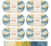Coopay Ombre Yarn for Crochet & Knitting, 6×100g Acrylic Yarn Crochet Yarns Set, Soft DK Gradient Yarn for Knitting, Double Knit Ombre Knitting Yarn for Blankets Shawls Hats Scarf (105 Sea Salt)