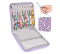 Coopay Resin Crochet Hooks Set, 9 Sizes Bling Floral Crochet Hook with Case, Ergonomic Crochet Hooks Set with Resin Grip, Handmade Aluminum Crochet Needles for Scarves, Blankets, 2.0mm-6.0mm