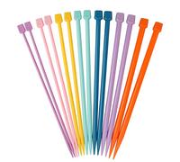Coopay Short Knitting Needle Set 25cm/9.8in, Kids Knitting Starter Kit, 14 Pcs Straight Knitting Needles for Children and Beginners Adults, Single Point, Colourful, Plastic 4.0mm to 10mm