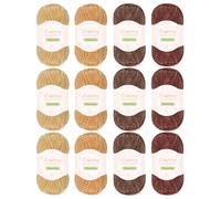 Coopay Skinny Chenille Yarn for Crocheting and Knitting, 12 Pack of 50g/1.76oz - 147 Yards, Brown Soft Crochet Yarn-Suitable for Making Crafts and DIY Dolls - Super Soft Polyester