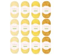 Coopay Skinny Chenille Yarn for Crocheting and Knitting, 12 Pack of 50g/1.76oz-1764yd Total, Soft Velvet Yarn of Baby Weights - Suitable for Baby Blankets, Plush Toys - Super Soft (Yellow Gradient)
