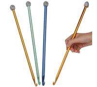 Coopay Tunisian Crochet Hooks 9mm 10mm 11mm Large Tunisian Crochet Hook Set, 3PCS Extra Long Crochet Hooks 13.8in Metal Afghan Crochet Needles for Crocheting, Great Tunisian Crochet Set for Beginners