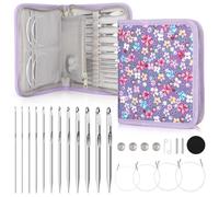 Coopay Tunisian Crochet Hooks Set Interchangeable, Metal Tunisian Crochet Hook with Cable, 3mm-10mm Extra Long Crochet Hooks for Tunisian Crochet, Crochet Needles for Afghan Blankets, Silver