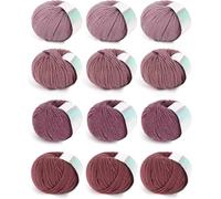 Coopay Wool Yarn for Crochet & Knitting, 12x50g Crochet Wool Yarn - 98% Wool 2% Cotton - Crochet Yarn for Beginners, Knitting Wool for Scarves, Blankets, Shawls, Hats, Purple
