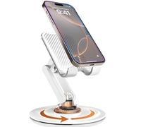 COOPER 360° Stand, Rotating Cell Phone Stand for Desk | Sturdy Metal Base, Foldable, Portable | Cell Phone Holder for Desk (Cream White)