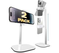 COOPER ChatStand, [Gift Family Pack], Adjustable Cell Phone Stand for Desk, Phone Stand for Recording, iPhone Holder, Small Tripod for iPhone, Fits Samsung, Android Smartphones, (Frost White, 2-Pack)