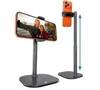 COOPER ChatStand, Height Adjustable Mobile Phone Stand for Desk, Mobile Phone Holder, iPhone Stand for Filming, iPhone Holder Desk, Video Recording, Streaming on Samsung, Android Phones, (Grey)