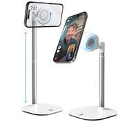 COOPER MagStand, Adjustable Magnetic iPhone Stand for Desk & Phone Holder for Video Recording, Compatible with MagSafe, Stand for iPhone 17 Pro Max, 16/15/14/13/12, Small Mag Safe Tripod (White)