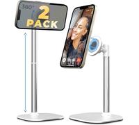 COOPER MagStand - iPhone Stand for Desk & Video Recording, Compatible with MagSafe, Stand for iPhone 17 Pro Max Plus, 16/15/14/13/12 (x2 Pack - Cream White)