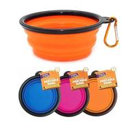 Cooper n' Pals 1Pc Collapsible Dog Bowl Portable Silicone Collapsible Dog Water Bowl Pet Food Feeding Bowl Space Save Travel Pet Bowl with Carabiner Carry Hook Small 350ml (12fl oz) (1pc x Orange)