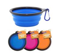 Cooper n' Pals 1Pc Collapsible Dog Bowl Portable Silicone Collapsible Dog Water Bowl Pet Food Feeding Bowl Space Save Travel Pet Bowl with Carabiner Carry Hook Small 350ml (12fl oz) (1pc x Blue)