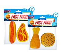 Cooper & Pals 4pk Squeaky Fast Food Toy Set For Dogs | Hotdog, Steak, Chicken Drumstick & Burger Squeaky Chew Toys Made From Premium Materials | Non-Toxic, Durable & Washable Dog Gadgets