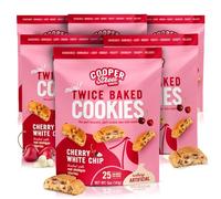 Cooper Street Cookies All Natural Twice Baked Crispy Cookie, Nut & Dairy Free, Biscotti Style 5oz (White Chunk Michigan Cherry) (White Chunk Michigan Cherry, Pack of 6)