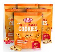 Cooper Street Italian Biscotti Cookies - Twice Baked Biscotti Style Cookie Biscuits in Delicious Orange Cranberry Flavor | Crispy, Light and Healthy Cookies | Peanut & Dairy Free | 5oz | 6 Pack