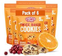 Cooper Street Twice Baked Orange Cranberry Biscotti Cookies - Crispy Mini Biscotti Cookies Ideal with Coffee - Traditional Low Calorie Italian Snacks - Kosher, Dairy, Peanut & Soy Free (6 Pack)