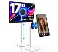 COOPER TabStand Magnetic Portable Monitor Stand, 13-20" Height Adjustable, Magnetic Tablet Stand for Desk | Tall iPad Holder for Desk, Strong Magnet, Metal Base, 360° Rotation, Holds 4.4lb, White