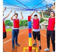 Cooperative Building Tower Game for Kids, Enhances Teamwork & Learning, Perfect for Birthday Parties & Field Days, Includes Carry Bag, 10 Pieces