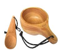 Coopers Bay Kyrre Nordic Kuksa - Large Hand Carved Solid Wood Camp Mug & Spoon Set - This Eco-Friendly Camping Bowl and Spoon is a Great Addition to Your Family Camping Cooking Gear - 12.5 oz/350 ml