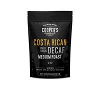 Cooper's Cask Coffee Decaf Costa Rican Swp Whole Bean Coffee Medium Roast, Swiss Water Processed Decaffeinated, Micro Lot Single Origin Farm Gate Direct Trade, Gourmet - 1Lb Bag