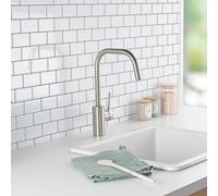 Coopers of Stortford - 10-Piece 3D Adhesive Tile Stickers for Kitchen or Bathroom Walls - Peel and Stick White Tiles with Grey Grout - Water Resistant and Removable