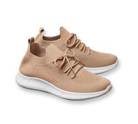 Coopers of Stortford - Airflow Lightweight Ladies’ Trainers with Breathable Knit Upper - Cushioned Shock Absorbing Sole Lightweight Walking Shoes UK 4 to 8 Taupe
