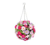 Coopers of Stortford - Artificial Aster Flower Ball - Pink & Purple with Ivy - Hanging Chain & Hook Included - Dia. 29cm
