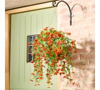 Coopers of Stortford - Artificial Trailing Morning Glory Plant 75cm - UV Resistant Faux Hanging Flower Pick in Orange for Baskets Planters or Balcony