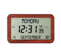 Coopers of Stortford - Big Digit Easy-Read LCD Clock | Radio-Controlled with Backlight, Shows Time, Day, Month & Temperature, Wall-Mounted or Freestanding