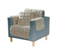 Coopers of Stortford - Bubble Rabbit Fur Like Sofa Cover with Armrest Covers - Luxurious Faux Fur Bubble Fleece, Warm Breathable Fabric, Machine Washable (Beige, Arm Chair)