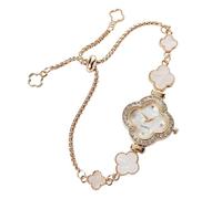 Coopers of Stortford - Clover Rhinestone Bracelet Watch - Vintage-Inspired Floral Design - Sparkling Rhinestones - Adjustable Mesh Strap - Elegant and Comfortable Fit (Gold)