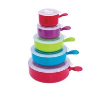 Coopers of Stortford - Five Piece Microwave Saucepan Set with Vented Lids - Cool Touch Handles for Easy Lifting - Dishwasher Freezer Safe Design