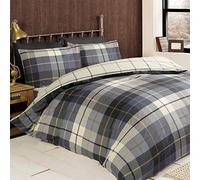 Coopers of Stortford - Flannelette Bedding Set, 100% Cotton Brushed Duvet Cover & Pillowcases, Scottish Glen Check Design
