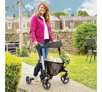 Height-Adjustable Freedom Lite Rollator with Detachable Net Holdall Black