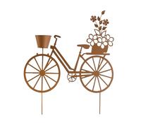 Coopers of Stortford - Garden Planter in Rusty Metal Bike Design - Deocrative Garden Ornamnet with Basket and Flower Silhouette