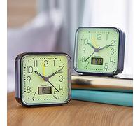 Coopers of Stortford - Glow in the Dark Alarm Clock with Easy Set Time and Alarm - Bold Numerals, Second Hand and Thermometer - H7 x W7cm