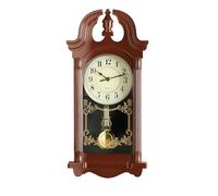 Coopers of Stortford - Grandfather Style Wall Pendulum Clock - Silent Battery Operated Vintage Mahogany Effect Clock with Moving Pendulum