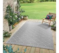 Coopers of Stortford - Grey Aztec Outdoor Rug 120x180cm - 100% Recycled Polypropylene - Weatherproof and Mould-Resistant - Soft Underfoot - Easy to Clean with Hose or Sweep