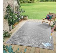 Coopers of Stortford - Grey Aztec Outdoor Rug 175x270cm - 100% Recycled Polypropylene - Weatherproof and Mould-Resistant - Soft Underfoot - Easy to Clean with Hose or Sweep