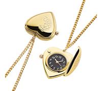 Coopers of Stortford - HeartWatch Locket, Gold-Tone Working Watch | Gold-tone heart locket, fully working watch inside, floral detail, 40cm chain, gift