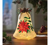 Coopers of Stortford - LED Christmas Bell Centrepiece for Table or Hanging Display - Hand Painted Glass Ornament with Warm White Light - Battery Operated