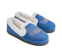 Coopers of Stortford - Memory Foam Slippers with Fleece Lining - Indoor Outdoor House Shoes with Golden Embroidered Crest (Sapphire, 4, UK Footwear Size System, Adult, Women, Numeric, Medium, 4)