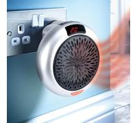 Coopers of Stortford - Mini Plug In Heater with Adjustable Thermostat 15-32°C - 360° Rotating Plug Socket Fit - 600W Portable Heater with Countdown Timer and Two Fan Speeds for Rooms up to 20m²